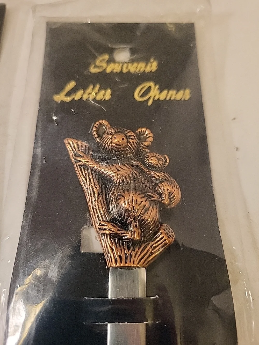 Australia Vintage Souvenir Letter Opener with Copper Kangaroo / Koala - Set of 2